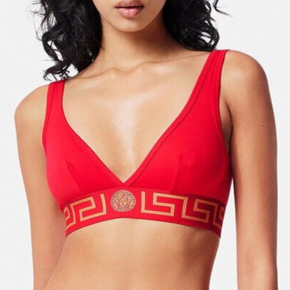 NWOT Versace Versace Underwear Red Greca Border Bra Iconic Luxury US Size M